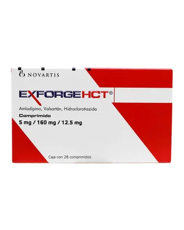 [010 000 5800 00 00] AMLODIPINO/VALSARTAN/HIDROCLOROTIAZIDA. COMPRIMIDO CADA COMPRIMIDO CONTIENE: BESILATO DE AMLODIPINO EQUIVALENTE A 5 MG DE AMLODIPINO VALSARTAN 160 MG HIDROCLOROTIAZIDA 12.5 MG ENVASE CON 28 COMPRIMIDOS.