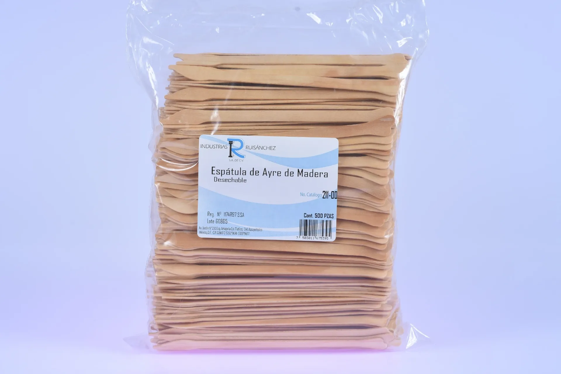 ESPATULA. DE AYRE MODIFICADA DE MADERA INASTILLABLE. INSTRUMENTO ALARGADO CON DOS DIFERENTES EXTREMOS. DIMENSIONES: