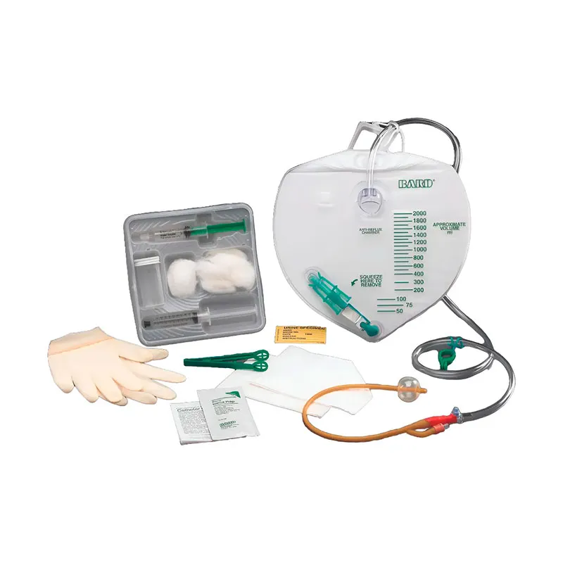 CHAROLA DE FOLEY SISTEMA CERRADO. SISTEMA DE DRENAJE URINARIO DE PERMANENCIA PROLONGADA CERRADO ESTERIL PRECONECTADO Y UNIDO CON SELLO DE SEGURIDAD. CONSTA DE: 1 BOLSA DE RECOLECCION DE ORINA CON FORMA DE GOTA CON URINOMETRO VALVULA ANTI REFLUJO PUERTO