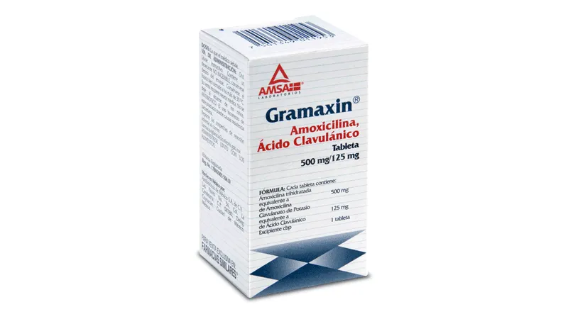 AMOXICILINA -ACIDO CLAVULANICO TABLETA CADA TABLETA CONTIENE: AMOXICILINA TRIHIDRATADA EQUIVALENTE A 500 MG DE AMOXILINA. CLAVULANATO DE POTASIO EQUIVALENTE A 125 MG DE ACIDO CLAVULANICO. ENVASE CON 12 TABLETAS.