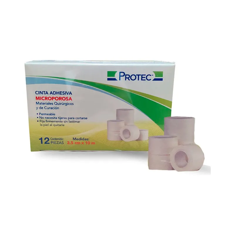 [060 203 0397 00 03] CINTAS. MICROPOROSA, DE TELA NO TEJIDA, UNIDIRECCIONAL, DE COLOR BLANCO, CON RECUBRIMIENTOS ADHESIVOS EN UNA DE SUS CARAS. LONGITUD: 10 M. ANCHO: 2.50 CM. ENVASE CON 12 ROLLOS.